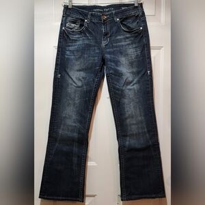 Cowgirl Tuff Women's Denim Blue Jeans 31x31 Boot Cut-"Don't Fence Me In Sparkle"